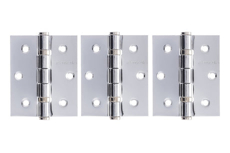 Atlantic Ball Bearing Hinges 3" x 2.5" x 2.5mm set of 3 - Polished Chrome - Set of 3