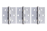 Atlantic Ball Bearing Hinges 3" x 2.5" x 2.5mm set of 3 - Polished Chrome - Set of 3