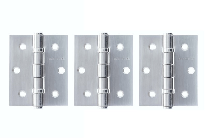 Atlantic Ball Bearing Hinges 3" x 2.5" x 2.5mm set of 3 - Satin Chrome - Set of 3