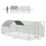 PawHut Galvanised Chicken Coop Hen House w/ Cover 5.7 x 2.8 x 2m