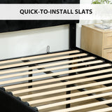 HOMCOM Double Ottoman Bed Frame, with Front Drawer - Black