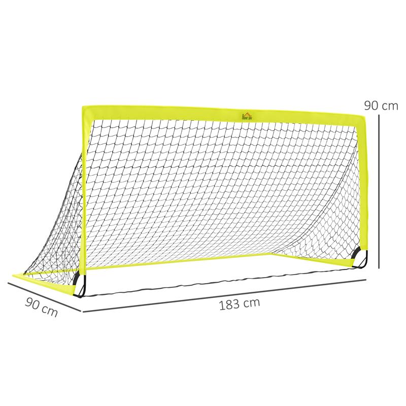 HOMCOM Two Football Goal Nets, Foldable Outdoor Sport Training Equipment, for Teens, Adults, with Carrying Bag, Yellow