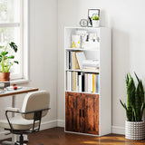 HOMCOM 5-Tier Bookcase with Adjustable Shelf - Rustic Brown