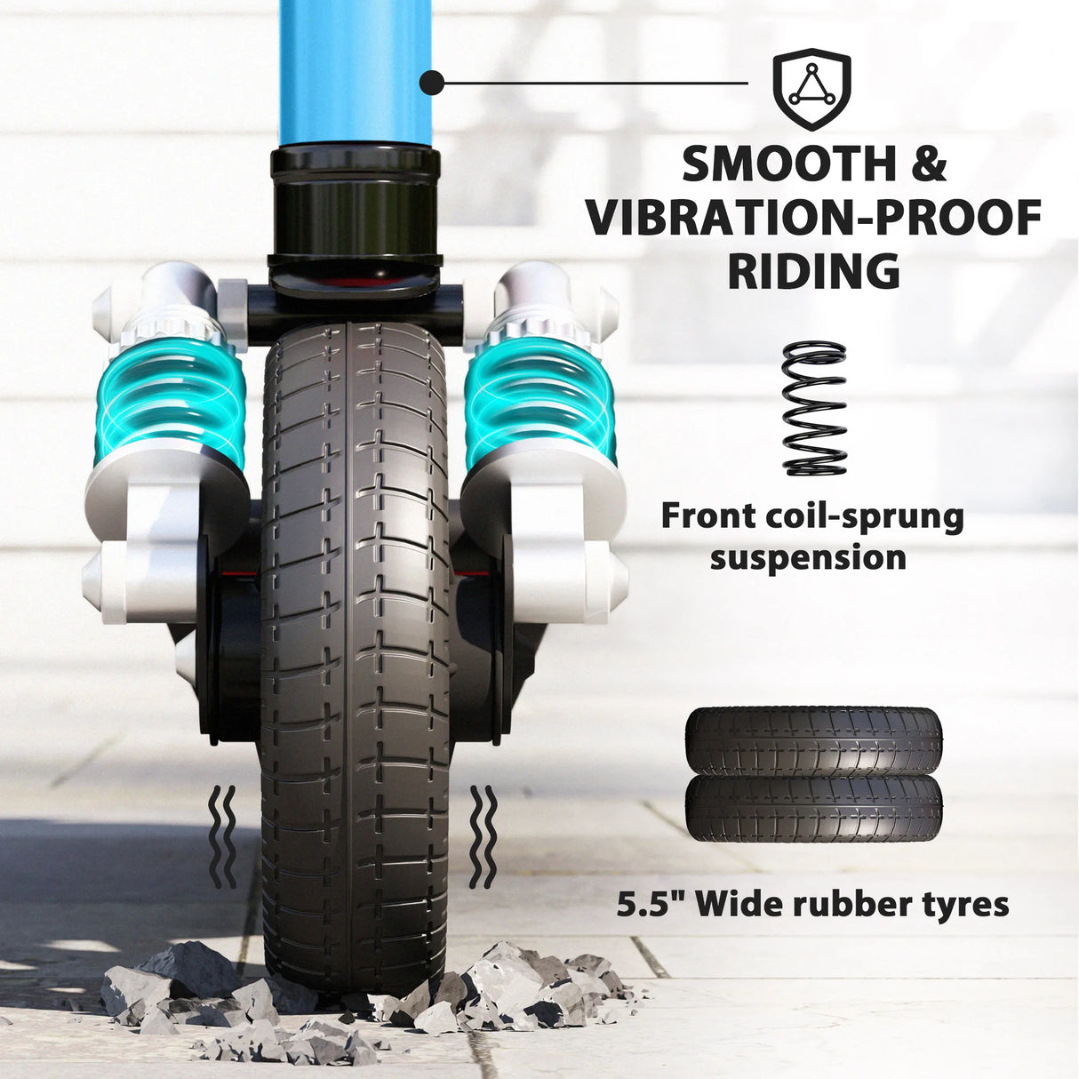 SPORTNOW Folding Electric Scooter for Kids, with Dual Brakes, Front Suspension, LED Colourful Lights, Blue