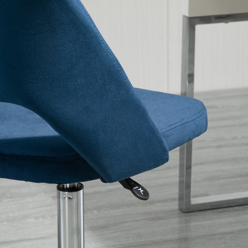 Vinsetto Armless Velvet-Feel Office Chair - Dark Blue