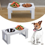 PawHut Raised Dog Feeding Bowls with Stand, Stainless Steel for Medium Dog, 58L x 31W x 25H cm - Grey