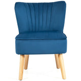 Leisure Chair and Ottoman Padded Velvet Tufted Sofa Set-Blue