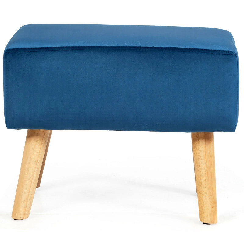 Leisure Chair and Ottoman Padded Velvet Tufted Sofa Set-Blue