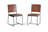 Giner and Colomer  Set Of 2 Leather Upholstered Chairs With Metal (Iron) Legs
