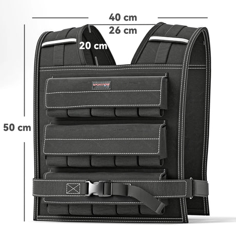 SPORTNOW 20KG Adjustable Weighted Vest, Running Weight Vest, with 30 Metal Weights, Reflective Strips, for Running, Exercise
