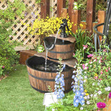 Outsunny Wooden Water Pump Fountain, 2 Tier-Fir Wood