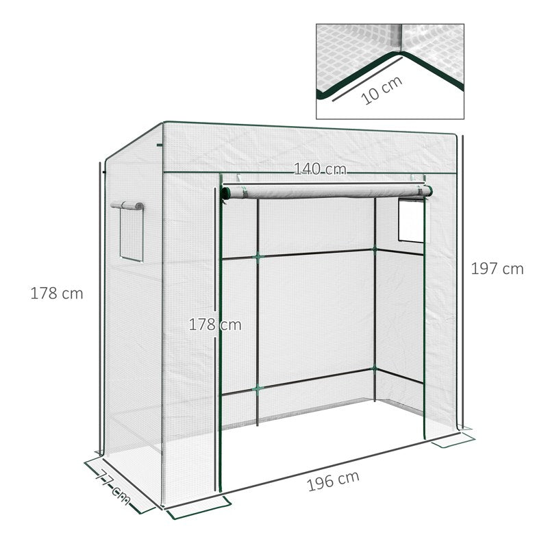 Outsunny PE Cover Walk-in Outdoor Greenhouse, White