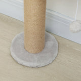 PawHut Wall Mounted Cat Shelves, Cat Climbing Wall with 4 Climbing Platforms, Jute Scratching Post and Toy Ball,180cm Tall, Light Grey