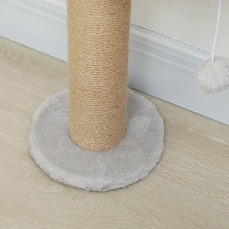 PawHut Wall Mounted Cat Shelves, Cat Climbing Wall with 4 Climbing Platforms, Jute Scratching Post and Toy Ball,180cm Tall, Light Grey