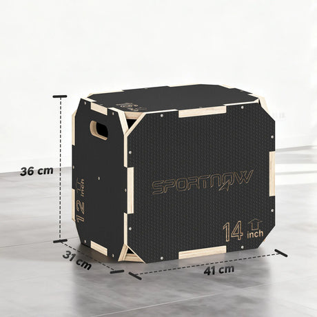 SPORTNOW Non-Slip Plyo Box, Corner-free Wooden Jump Box, 31 x 36 x 41 cm
