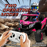 AIYAPLAY 12V Kids Ride On Car with Remote Control, Kids Electric Car with Suspension System, Music, for Kids 3-5 Years, Pink