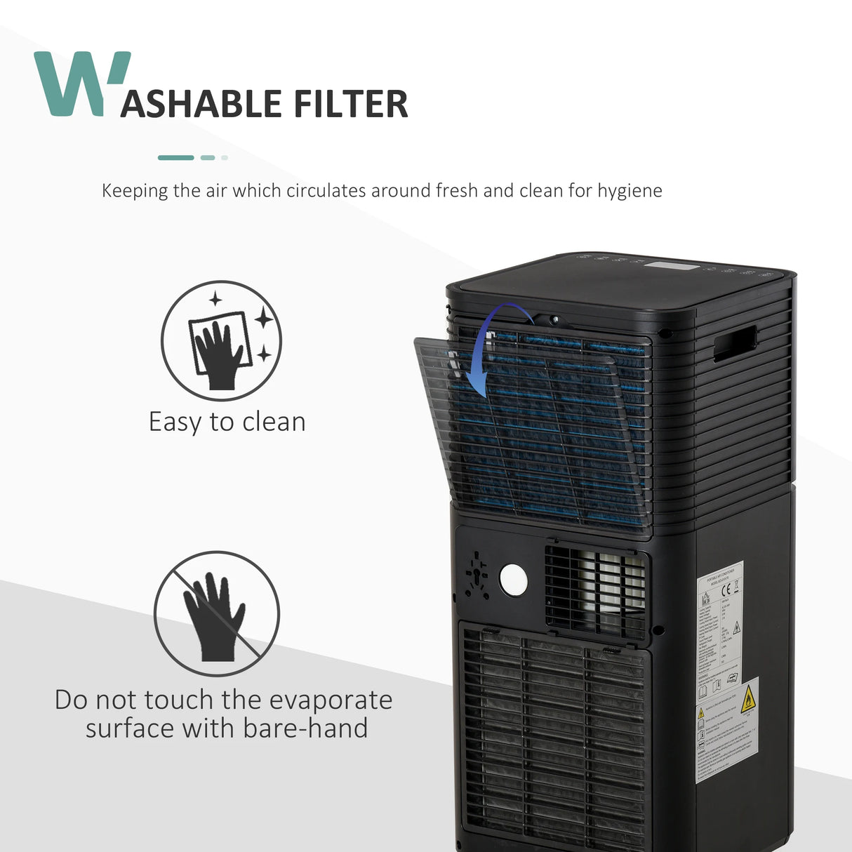HOMCOM 5000 BTU 4-In-1 Portable Air Conditioner Unit Cooling Dehumidifying Ventilating  for Room up to 18m2, with Fan, Remote, 24H Timer, Window Mount Kit, R290, A Energy Efficiency
