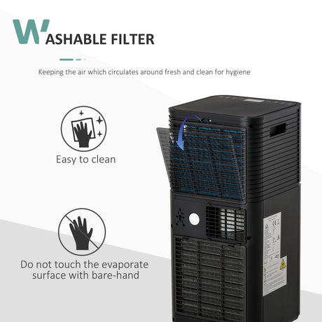 HOMCOM 5000 BTU 4-In-1 Portable Air Conditioner Unit Cooling Dehumidifying Ventilating  for Room up to 18m2, with Fan, Remote, 24H Timer, Window Mount Kit, R290, A Energy Efficiency