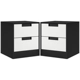 HOMCOM Set of Two Monochrome Two-Drawer Bedside Tables