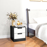 HOMCOM Set of Two Monochrome Two-Drawer Bedside Tables