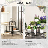 Outsunny Three-Tier Corner Metal Plants Shelves - Black