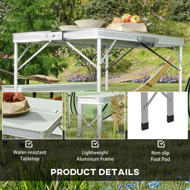 Outsunny Three-Piece Aluminium Folding Picnic Table and Bench Set