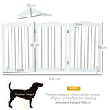 PawHut Foldable Dog Gate, Freestanding Pet Gate, with Two Support Feet, for Staircases, Hallways, Doorways - White