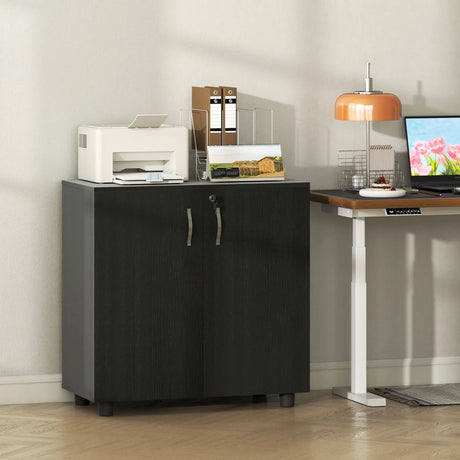 Vinsetto Two-Tier Locking Office Storage Cabinet - Black