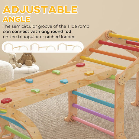 AIYAPLAY 9 in 1 Toddler Climbing Frame with Ramp, Slide, Arch, Ladder, Blackboard for 18-48 Months