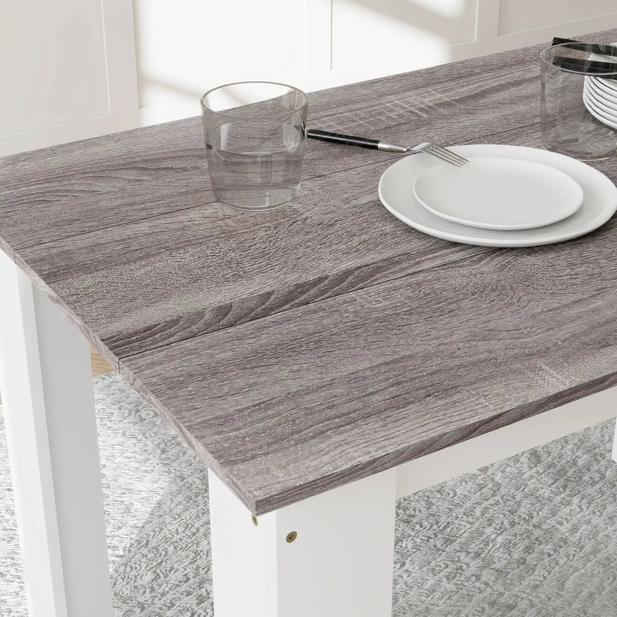 HOMCOM Dining Table for 4-6 People, Kitchen Table with Wood Effect for Dining Room, Grey