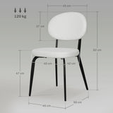 HOMCOM Set of Four Boucle Dining Chairs - White