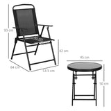 Outsunny Three-Piece Garden Seat Set, with Glass-Top Table - Black