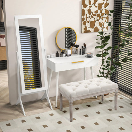 HOMCOM Full Length Mirror, Freestanding Adjustable Angle Dressing Mirror for Bedroom, Living Room, 148 x 47 cm, White
