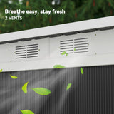 Outsunny 9ft x 4ft Metal Garden Shed, Outdoor Tool House with Foundation Kit, Ventilations and Double Doors, Dark Grey