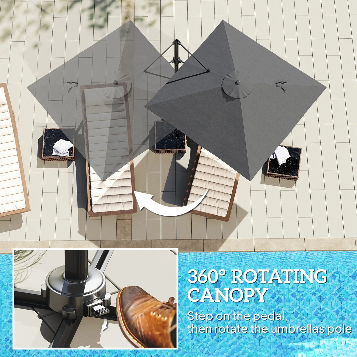 Outsunny Patio Offset Parasol Umbrella - Dark Grey