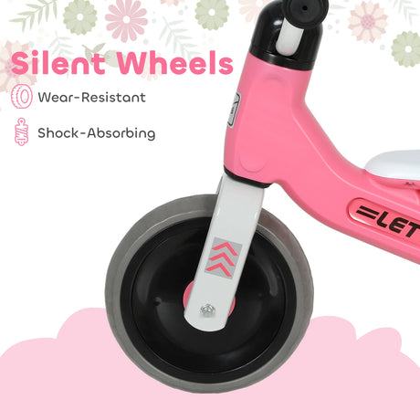 AIYAPLAY Toddler Balance Bike with No Pedal, 3 Silence Wheels for 12-36 Months Boys and Girls, Indoor Outdoor, Pink