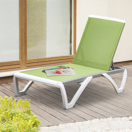 Outsunny Aluminium Frame Sun Lounger, with Adjustable Back - Green