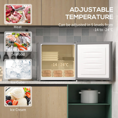 HOMCOM 35L Mini Freezer, -24 to -14 Temperature - Grey
