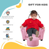 HOMCOM Toddler Chair Single Seater Kids Sofa Set, 54 x 42 x 41cm, Kids Sofa with Stool, Pink