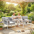 Outsunny 5 Seater Aluminium Garden Furniture Set, Garden Sofa Set with Thick Cushions for Patio and Balcony, Outdoor, Light Grey