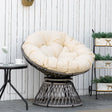 Outsunny 360 Swivel Rattan Moon Bowl Chair Round Lounge Garden Wicker Basket Seat with Padded Cushion Oversized for Outdoor Indoor, Beige