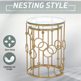 HOMCOM Nesting Round Coffee Table Set of 2 - Gold Tone