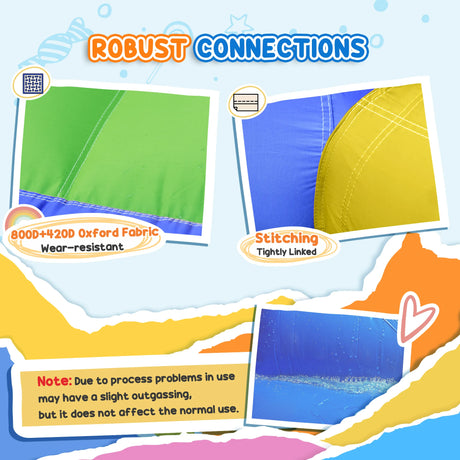 Outsunny 6 in 1 Kids Bouncy Castle, with Water Slide, Water Gun, Climbing Wall, Air Blower for Indoors/Outdoors, 3.9 x 3 x 2m