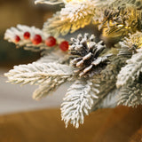 HOMCOM 60 cm Prelit Small Christmas Tree with 35 LED Lights, Snow Flocked Tabletop Mini Xmas Tree with Pine Cones, Berry Clusters and Linen Cover Base, Battery Operated, Green