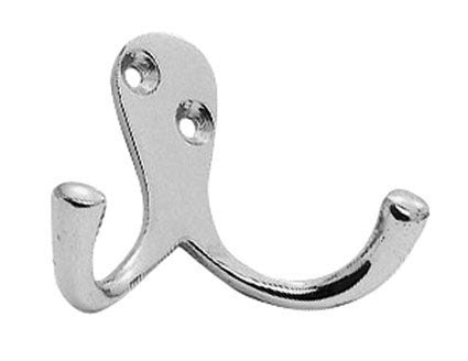 VICTORIAN DOUBLE ROBE HOOK - POLISHED CHROME - 51MM - EACH