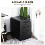 Vinsetto Lockable File Cabinet with 3 Drawers, Vertical Office Drawer for A4, Letter, Legal Size, Anti-tilt Design, Pre-Assembled Body, Black