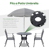 Outsunny 85cm Round Garden Table with Umbrella Hole, Aluminium Grid Motif Outdoor Dining Table for Garden Patio, Black