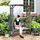 Outsunny Garden Bench, Wooden Garden Arbour with Seat for Vines/Climbing Plants, Grey