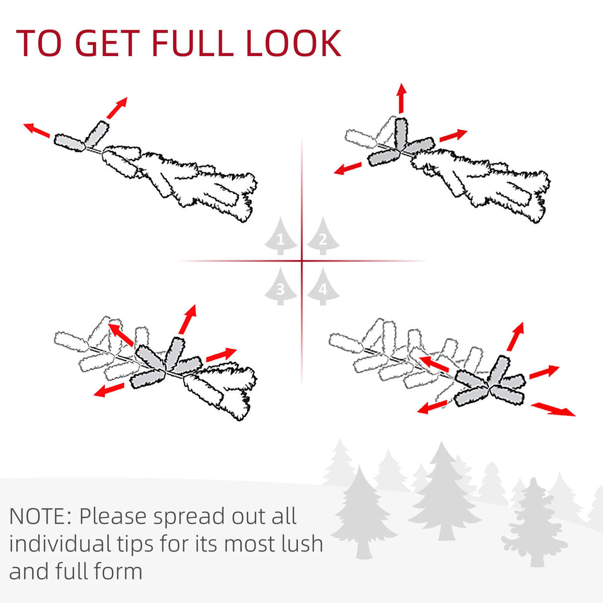 HOMCOM 1.2m 4ft Christmas Tree Entrance Dcor 750 Tips Xmas Pre-lit Tree 80 LED with Vase Base