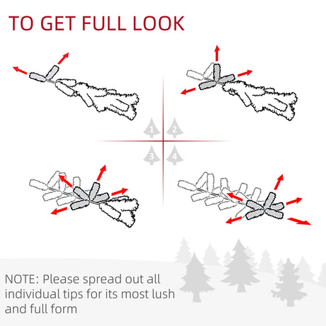 HOMCOM 1.2m 4ft Christmas Tree Entrance Dcor 750 Tips Xmas Pre-lit Tree 80 LED with Vase Base